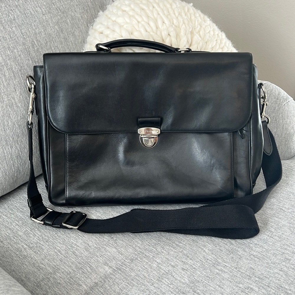 Coach Black Leather Briefcase